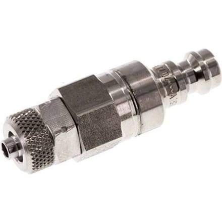 RVS 306L DN 5 Luchtkoppeling Insteeknippel 4x6 mm Push-On Double Shut-Off - CLP5-N-SSL-SV-P-4