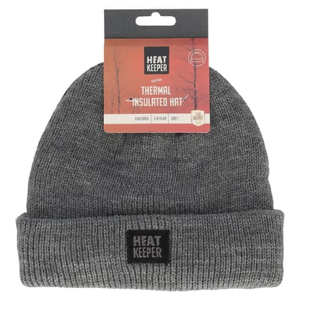 Heat Essentials Thermo Muts Kinderen - Grijs - 9/12 jaar - Muts Jongens - Muts Meisje - Muts Kinderen Jongens