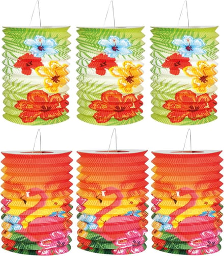 Boland Lampionnen Hawaii - 6x stuks - 16 cm - tropisch thema - versiering