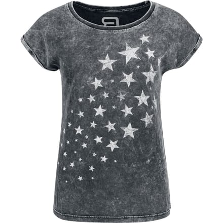 R.E.D. Rock-Engineered Design grijs T-shirt met sterrenprint en individuele wassing - Dames - XL