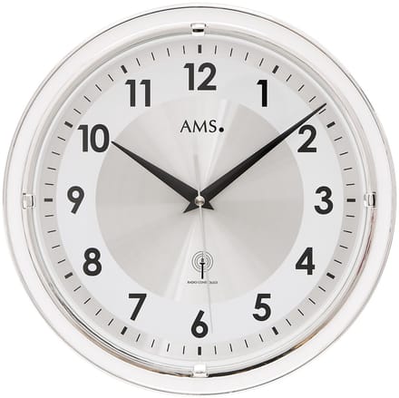 AMS Wandklok zendergestuurd zilverkleurig 30 cm ø 5945