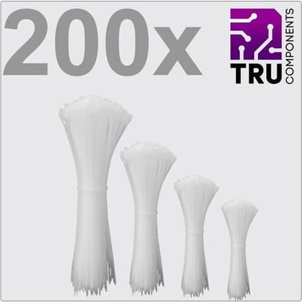 TRU COMPONENTS TC-12888556 T24CA071 Kabelbinder 3.6 mm Wit UV-gestabiliseerd 200 stuk(s)