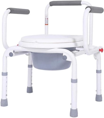 Toiletstoel - Commode Stoel - Ondersteuning Zitten - Verstelbare Hoogte - 150kg Draagkracht - Rood