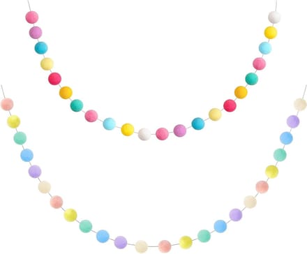 SolidKeus - Set van 2 Vilt Slinger met Pompons voor Feestdecoratie