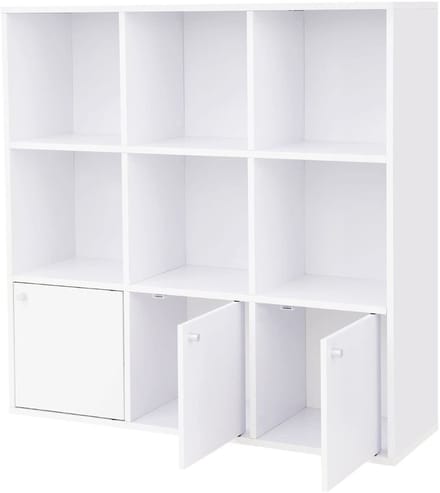 Hoppa! - Boekenkast 9 Vakken - Wit - Hout - 97,5 x 29 x 97,5 cm (B x D x H)