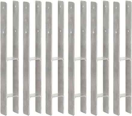 Set van 6 grondankers H-vormig 60 cm verzinkt staal voor tuinconstructies