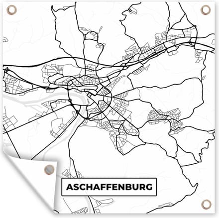 Tuindoek Aschaffenburg - Plattegrond - Kaart - Stadskaart - 100x100 cm
