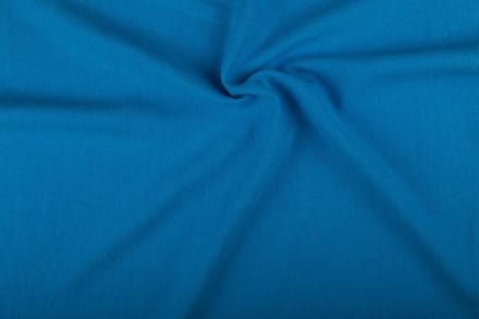 Linnen stof - Waterblauw - Gewassen - 10 meter