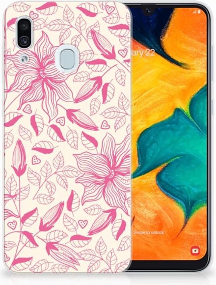Samsung Galaxy A30 TPU Case Pink Flowers