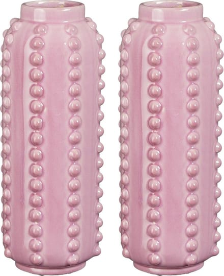 Mica Decorations Vaas - 2x - boaz - gebobbeld - roze - 30 x 11 cm