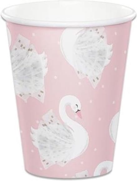 Witbaard Feestbekers Stylish Swan Meisjes 266 Ml Karton 8 Stuks