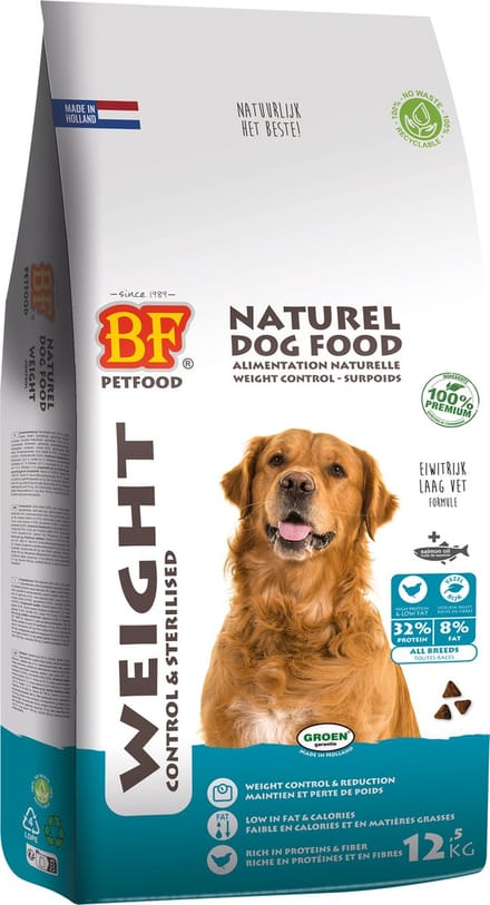 Hondenvoer BF Petfood - Weight Control Tarwevrij - Eiwitrijk, 12.5kg
