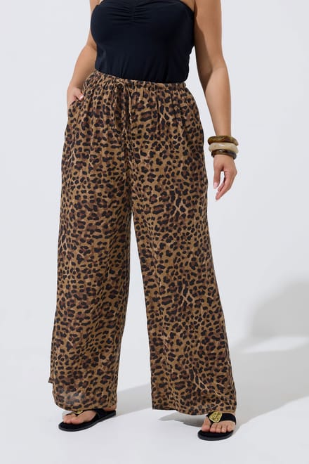 Limited Collection Bruine Broek Met Luipaardprint En Kreukeleffect Size 46