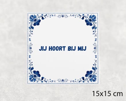 Spreuk tegel 15x15 cm Jij hoort bij mij