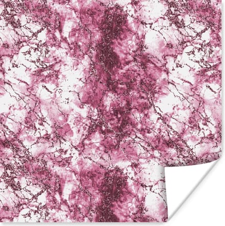 Poster Marmer - Roze - Luxe - 100x100 cm XXL