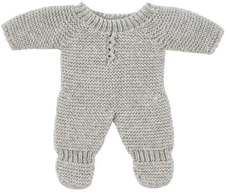 ML Poppen: PYJAMA GEBREID grijs 21cm, eco en gerecycleerd, op kleerhanger, 3+