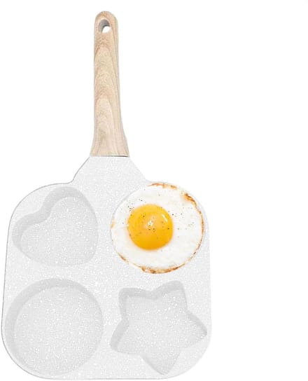 Omelet Pan - Eierpan Vormen - Ontbijt Maken - Vier Vormen - 18 cm - Wit