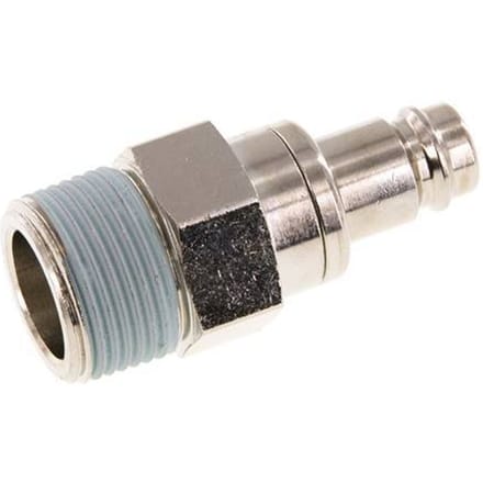Vernikkeld Messing DN 10 Luchtkoppeling Insteeknippel R 3/4 inch Buitendraad Double Shut-Off - CLP10-M-BN-SV-034