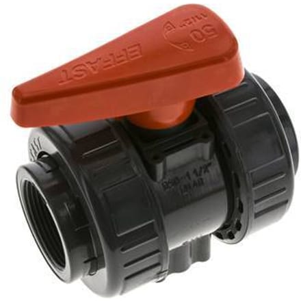 PVC 2-weg Kogelkraan Dubbele Wartel Rp 1 1/2'' EPDM