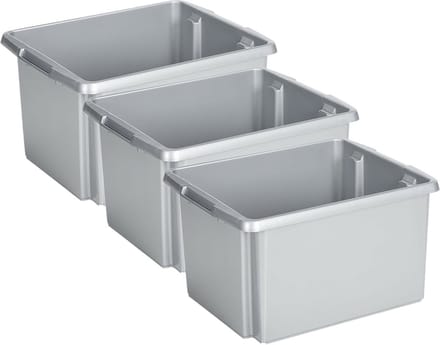 Sunware Opslagbox - 3 stuks - kunststof 32 liter lichtgrijs 45 x 36 x 24 cm