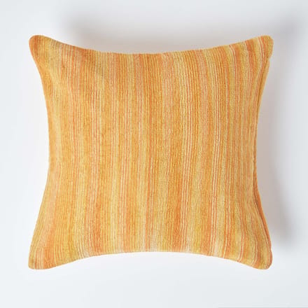 Homescapes Terracotta Gestreepte Chenille Kussenhoes 60 x 60 cm
