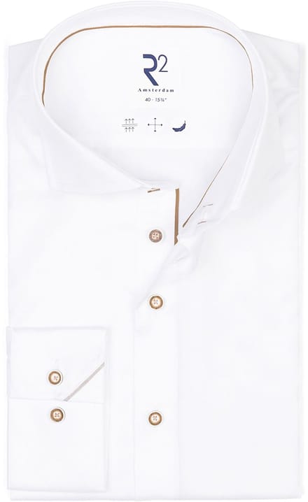 R2 Overhemd Twill Wit - Maat 37 - Heren - Overhemden Formeel