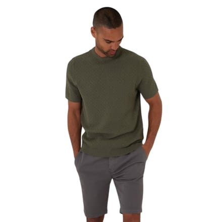 Threadbare Heren Textured Rib Knit Regular T-shirt (Donkere Salie)
