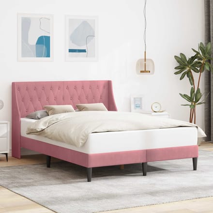 vidaXL - Bedframe - met - hoofdeinde - Roze - 140 - x - 200 - cm - Fluweel