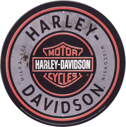 Harley-Davidson Bar & Shield Tinnen Bord Met Reliëf - 30 cm ø