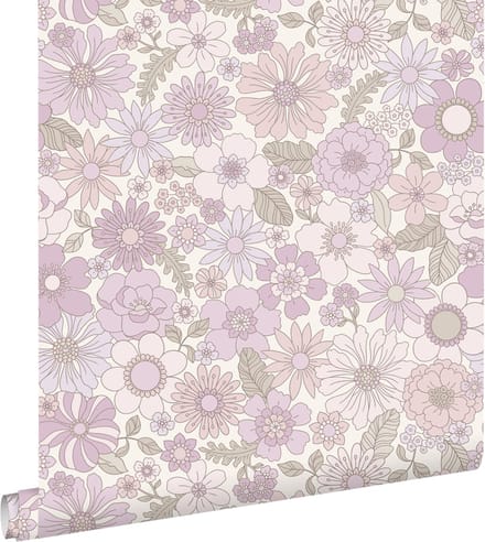 ESTAhome behang retro bloemen lichtpaars - 50 x 900 cm - 131246