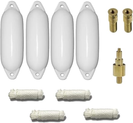 Set van 4 met Majoni Star 55 stootwillen incl. spatelleidingen, 2 vervangingsventielen, 1 ventieladapter - wit, 90 x 30 cm