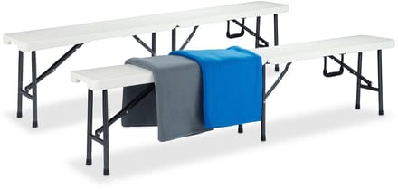 bierbank - set van 2 - inklapbaar -180 cm - kunststof - metaal - wit
