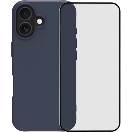 BlueBuilt Protective Back Cover met MagSafe iPhone 17 Blauw + BlueBuilt iPhone 17 Screenprotector Glas