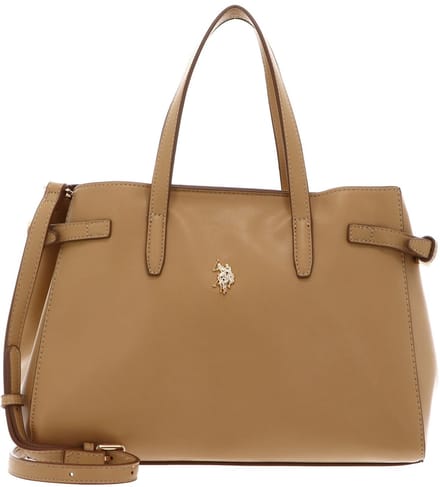 U.S. POLO ASSN. handtas schoudertas Guildford Double Handle Bag Camel Yellow bruine