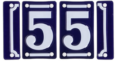 Best for Boots huisnummer 55 met sierrand - Oudhollands - emaille - blauw/wit