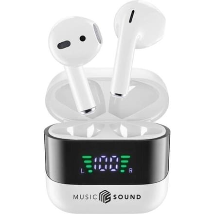 Cellularline BTMSTWSSPARKW In Ear headset Bluetooth, Draadloos Wit, Zwart Oplaadbox, Indicator voor batterijstatus, Volumeregeling