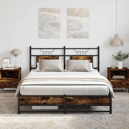 vidaXL - Bedframe - zonder - matras - hout - gerookt - eikenkleurig - 140x190 - cm