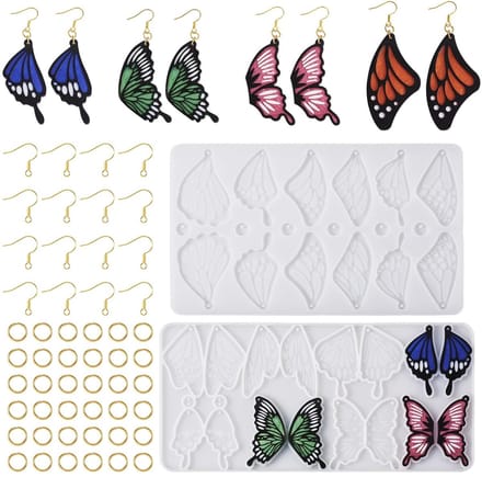 PandaHall Butterfly Wing Silicone Molds Set met Earring Hooks en Jump Rings