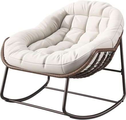 Buitenstoel - Schommelstoel - Ontspannen Buiten - Ergonomisch Ontwerp - 105 x 90 x 80 cm - Beige