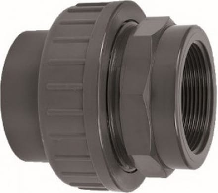 Druk PVC 3-delige koppeling - 32mm x 1 Binnendraad - 10 bar