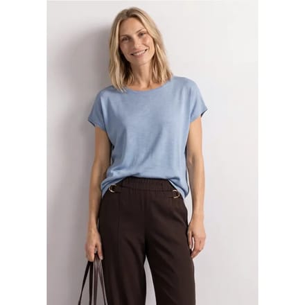 Shirt met ronde hals en losse schouders