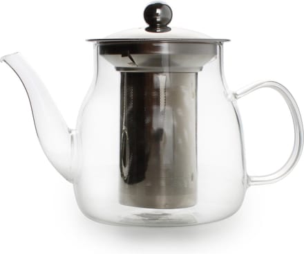 Theepot 1l glas met filter en deksel rvs