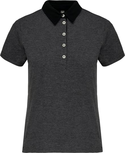 Kariban Tweekleurige damespolo jersey K261 - Dark Grey Heather / Black - S