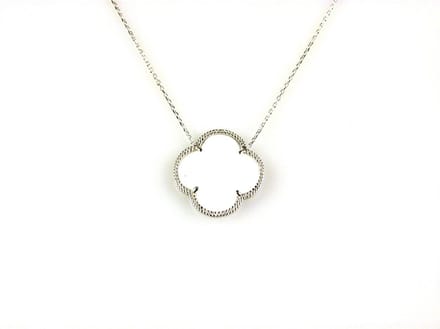model Fiori klein ketting in zilver witte klaver