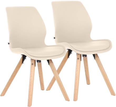 CLP Luna Set van 2 Eetkamerstoel - Modern - Rugleuning - 136 kg - Kunstleer/creme