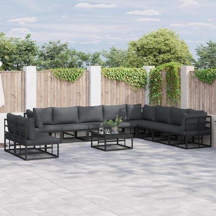vidaXL - Tuinbank - Set - 10 - st - Zwart - Aluminium