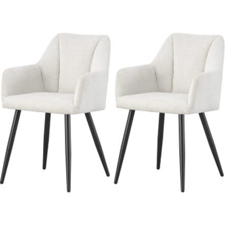 Furnilux Bella fauteuil crème set van 2 moderne loungefstoel met metalen frame