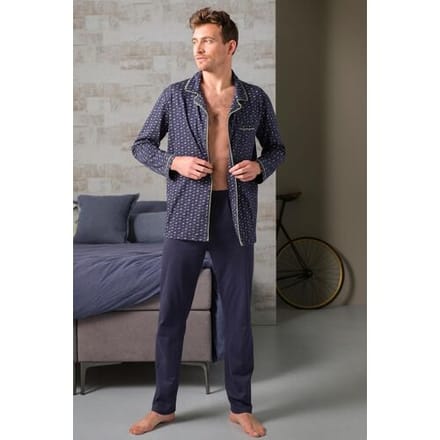 Pastunette Groene doorknoop heren pyjama patroon Groen man S