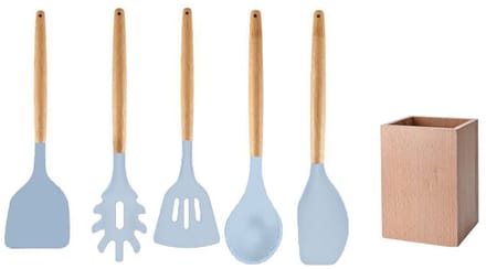 Set houten keukengerei met bewaarbeker 32 cm Fackelmann