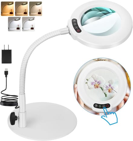Vergrootglas met Licht en Flexibele Zwanenhals 10x Vergroting Dimbare LED Bureaulamp